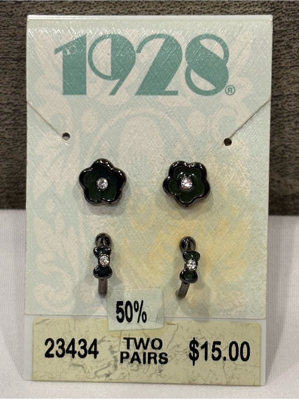 Vintage 1928 Jewelry Co Floral Earring Set Y2K Deadstock Flower Studs Hoops